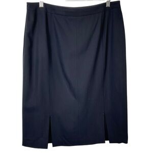René Lezard Wool Women’s Black Pencil Skirt Double Slitted Size 10 (40)